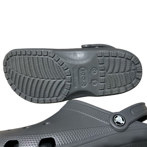 Classic Crocs Gray Unisex Clogs W/ Adjustable Back Strap Lightweight Water-Resis - Picture 9 of 10